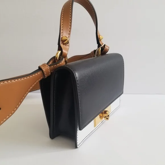 Alexander McQueen Skull Color Block Leather Crossbody Black White Brown … - Picture 2 of 12